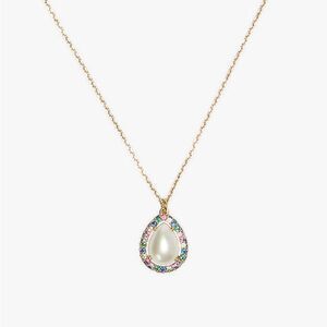 Kate Spade Brilliant Statements Pavé Halo Mini Gold Teardrop Pendant Necklace